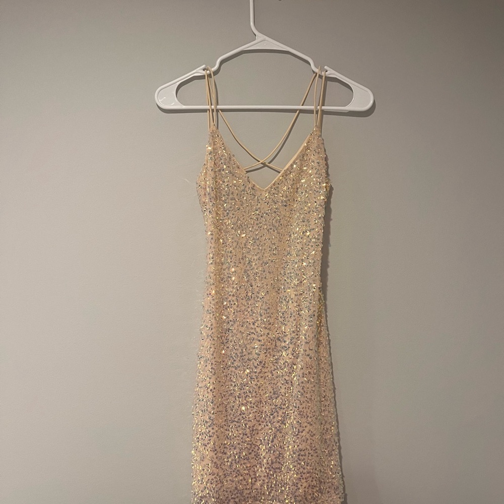 short tight backless sparkly hoco/wherever dress